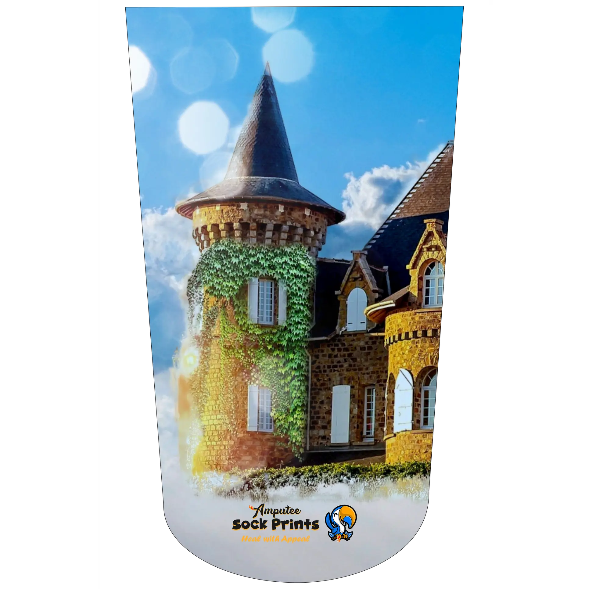 Amputee Sock "Castle Tower Fantasy V2", Prosthetic Limb Sock, 3ply Stump Sock