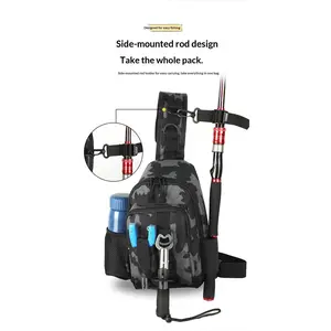 Crossbody fishing backpack, multifunctional fishing gear bag, single-shoulder fishing rod bag, fishing storage bag, lure bag