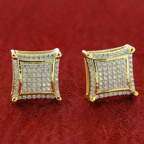 Square Shaped Artificial Zircon Decor Stud Earrings, Fashionable Stylish Jewelry for Women for Party, Daily Clothing Decor, Trendy All-match & Exquisite Jewelry for Birthday Gift, High Quality Earrings, Ear Studs, Copper Earrings
