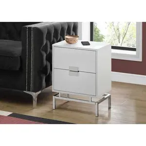 23.5" Particle Board and Chrome Metal Accent Table