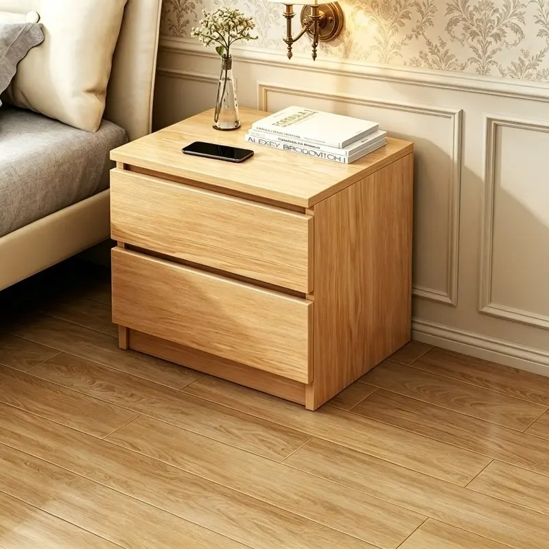 Minimalist Wooden 2-Drawer Nightstand, Small Space Storage Cabinet for Bedroom, Apartment & Rental Home, Easy Assembly, Versatile Bedside Organizer