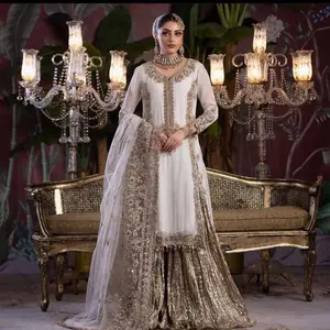 Womenswear 3 pc Ready to Wear Sharara with Orange Color and Embellished Design Clothes Costumes