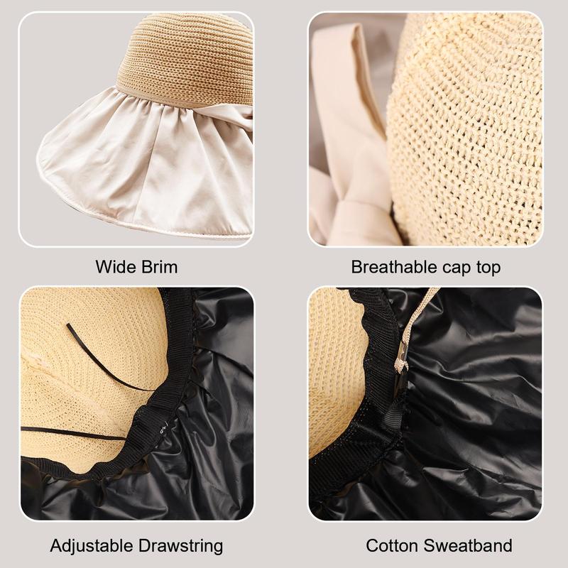 Stylish Women's Foldable Wide Brim Sun Hat  - UV Protection  Beach Hat for Outdoor Hiking, Picnics & Summer Activities, Hiking Accessory | Foldable Hat | Breathable Fabric, Camping Gear