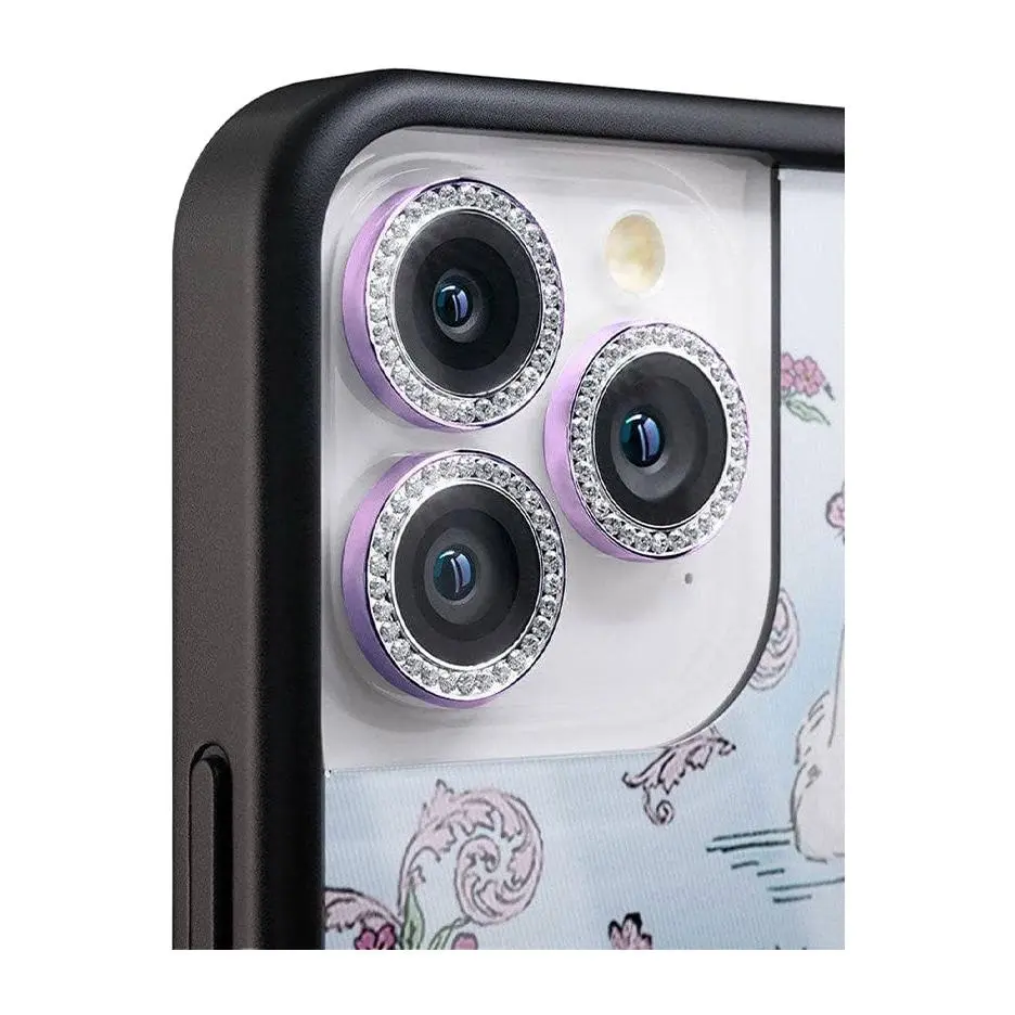 Purple Camera Bling | Limited Edition Trendy iPhone Case Camera Blings | Raised Protective Black Bumper | Women Owned Small Business | Purple and Silver Shiny Camera Bling Sparkling | Camera Protectors | Gift for Her