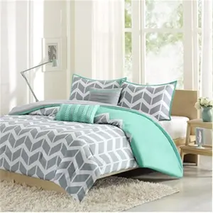 212 MAIN Naida Reptile & Amphibian Decoration Comforter Set, Teal - Twin/Twin XL Size, Chevron Print, Reversible, Solid Back
