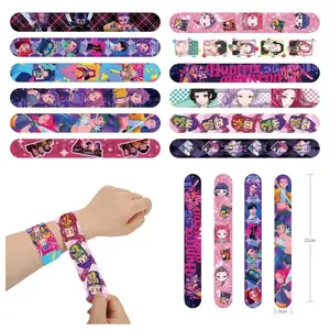 24PCS Anime Pattern Slap Bracelets Fashion Cartoon Wristbands for Kids Adults Fashion Accessories Party Gift