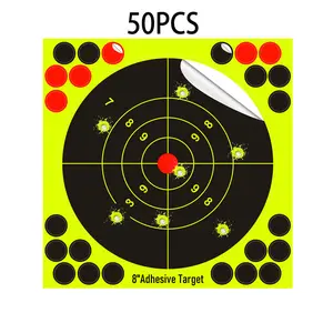 8 Inch Adhesive Splatter Target Stickers, 50 Pack Self-Adhesive Targets for Shooting, Bright Yellow Reactive Splatter Targets for BB Gun, Airsoft, Rifle, Pistol, Archery Practice, Instant Impact Indicator Targets