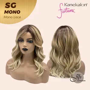 JBEXTENSION SG MONO Monofilament Handmade Wig 6X5 Full Monofilament Hand Tied Top Wig 15 Inches Sunset Blonde Mono Lace Wig With Anti-slip Silicone Strips Glueless Wig SG MONO【BENDY EAR TABS】