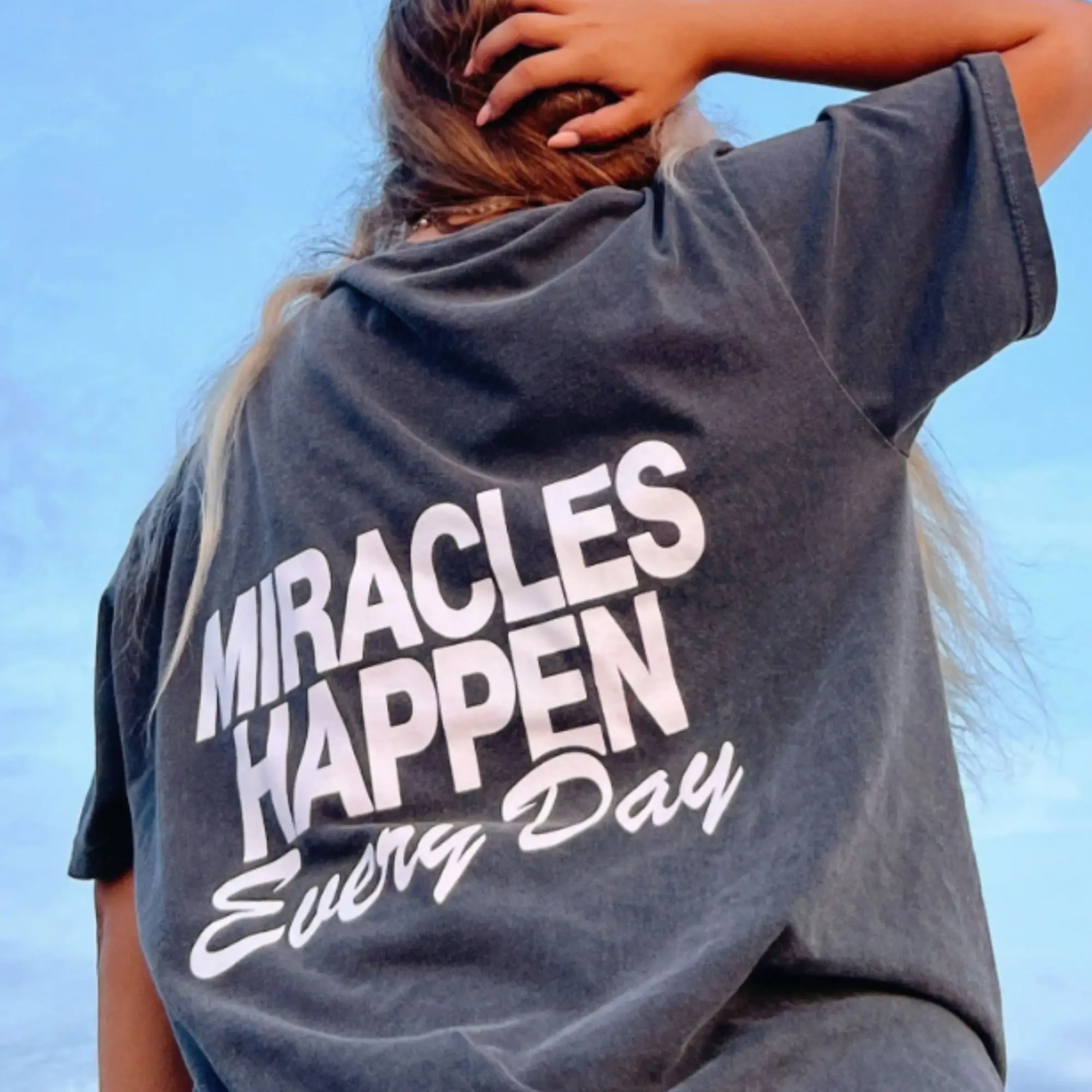 MIRACLES Christian T-shirt, Double Sided Jesus Shirt, Faith Tee, "Jesus looked at them and said 'with man it is impossible but with God all things are possible" Matthew 19:26