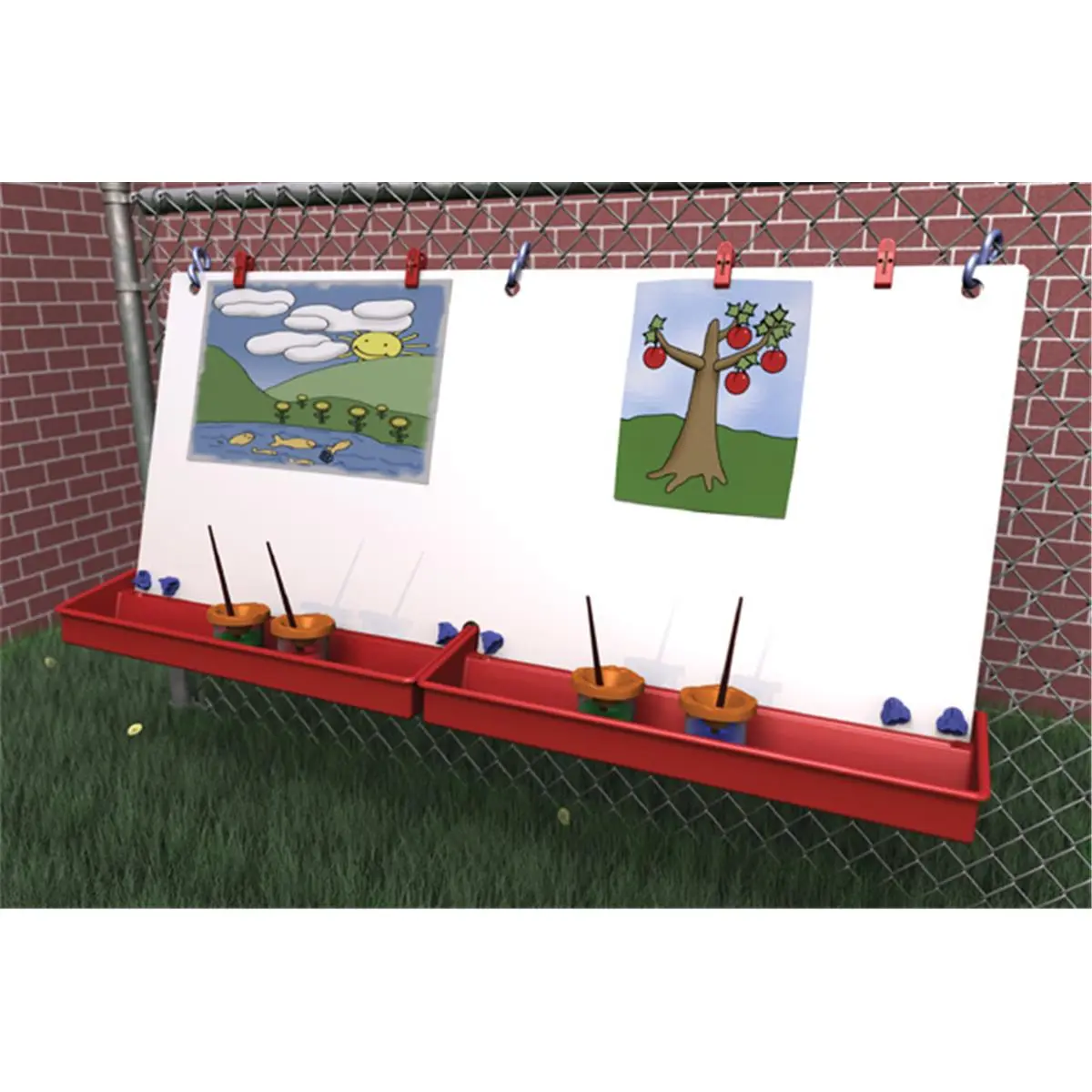 Double Fence Easel, 46" W x 22-1/2" H, with Base Extenders, for Painting & Decoration, Some Assembly Required