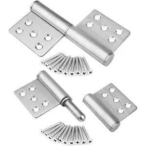 2 Pack 5-1/4" x 4" Lift Off Hinge, 304 Stainless Steel Detachable Flag Hinges for Door, Gate, Window, Included Screw