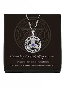 Silver Knot Amethyst Guardian Necklace Sparkling Celtic Knot & Clover necklace with premium diamond-inlaid amethyst pendant.Ideal for daily wear, a mysterious lucky charm necklace perfect for Valentine’s Day and various festivals.