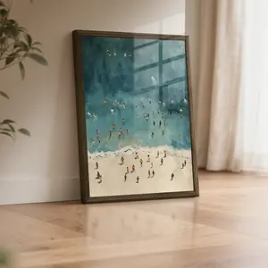 Wooden Acrylic Framed Canvas Painting, Modern Style, Modern Art Design, Beach Painting Poster, Wall Art Decor Living Room Bedroom Office, Home Decoration, Perfect Gift
