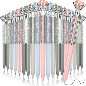 15 Pcs Diamond Ballpoint Pens Big Crystal Colorful Retractable Gem Rhinestones Bling Jewel Pens for Women Wedding Bridal Shower Office Gifts (Morandi Color)