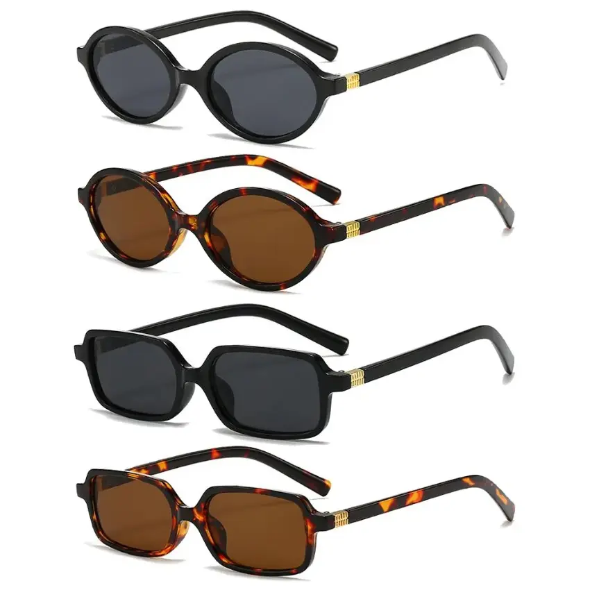 Women's 4-Piece Retro 90s Narrow Oval Frame Classic Sunglasses - Lightweight Durable UV Protection Eyewear for Leisure Outdoor Cycling, Women's Sunglasses Accessory, Sunglasses For Women