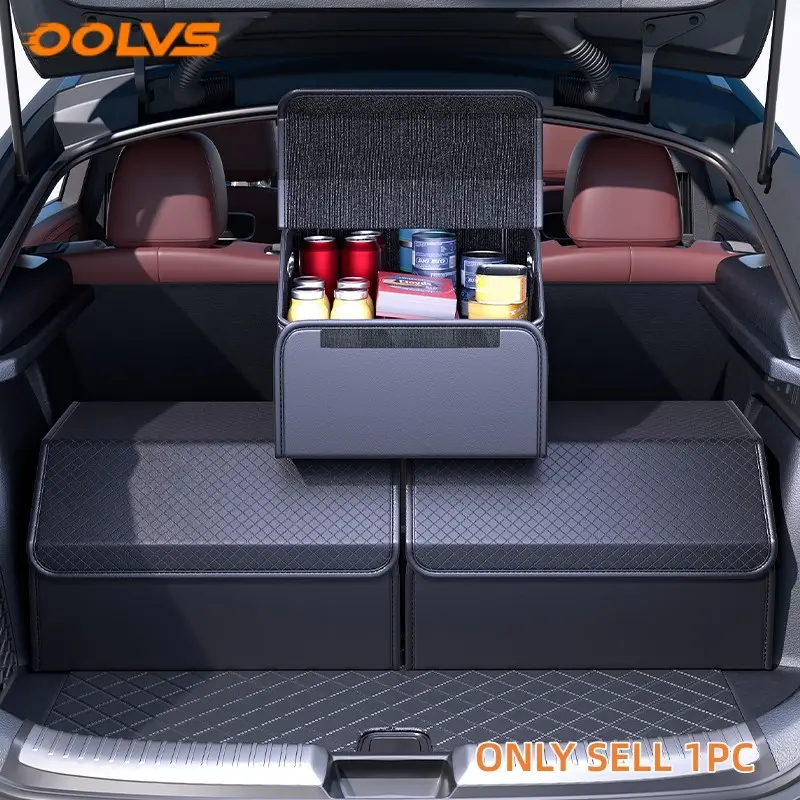 Large Capacity Foldable Car Trunk Organizer Box with Lid, Multi-Layer Design, Anti-Slip Bottom, Suitable for Suv and Sedan, Universal Car Accessories, Vehicle Accessories, Oolvs