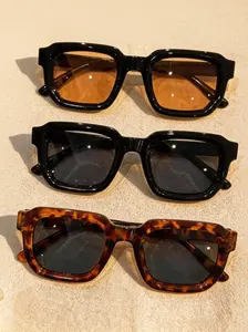 3 Pairs Fashionable American Thick Frame Square Sunglasses, Perfect for Daily Dates and Vacations, Ideal Gift Choice