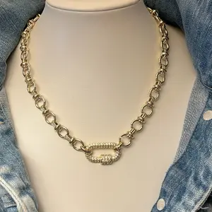 The Brielle Necklace 14k Gold Plated Pave with Elegant Chain Design and Sparkling Pave Stones