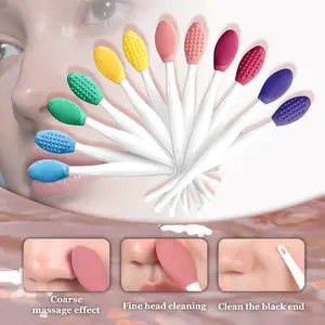 6 Pcs Silicone Exfoliating Lip Brush, Double-Sided Facial Scrunbber,Blackhead Remover,Soft Cleaning Beauty Tool for Smoother Skin Lip Assorted Colors