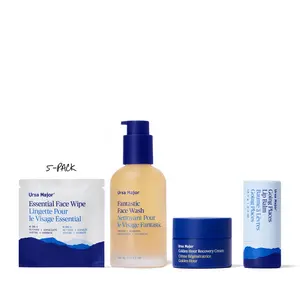 Ursa Major Mini Bestsellers Bundle - TikTok Exclusive Discovery Set with Golden Hour Recovery Cream, 4oz Fantastic Face Wash, Lip Balm & Essential Face Wipes