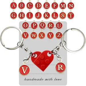 Personalized Brick Matching Heart Keychains - Valentine's Gifts for Mom, Dad, Couple, Boyfriend, Girlfriend