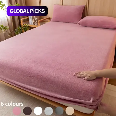【Black Friday】Fleece Bedding Set (3-Piece), 1 Fitted Sheet & 2 Pillowcases (Insert Not Included), Soft Warm Comfy Hotel Style Bedding Essentials, Ideal for Bedroom & Guest Room #GLOBAL PICKS