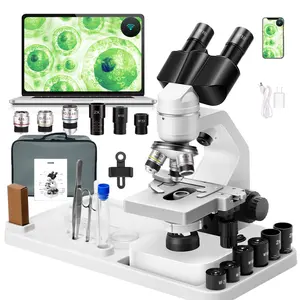 Double Layer Platform Binocular Optical Microscope 40-2000x Magnification for Students & Adults Compatible with Mobile Phone & Computer Visual Learning Tools