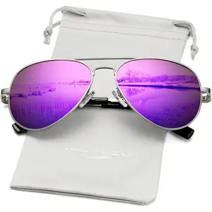 BYG27 Classic Aviator Polarized Sunglasses for Men Women Spring Hinge Metal Frame UV400 Protection