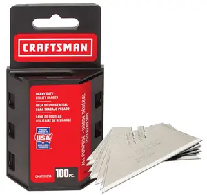 CRAFTSMAN Utility Knife Blades, 100 Pack, For Drywall, Leather, Rubber and More (CMHT11921A)