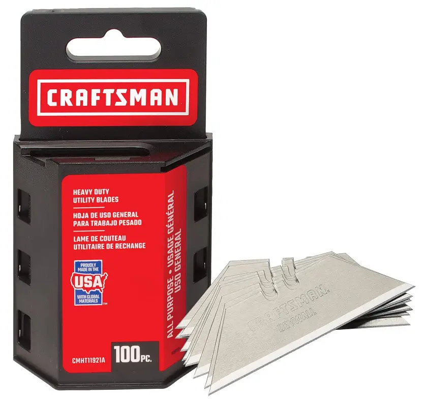 CRAFTSMAN Utility Knife Blades, 100 Pack, For Drywall, Leather, Rubber and More (CMHT11921A)