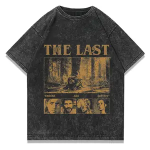 Vintage Washed The Last Of Us Graphic T-Shirt, Distressed Joel Ellie "Endure And Survive" Print Tee, Retro Sci-Fi Streetwear
