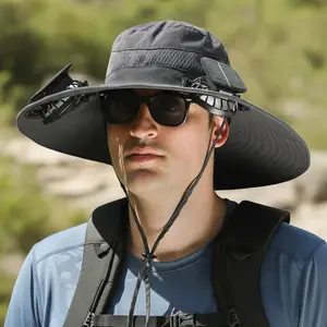 2026 New Solar-Powered Outdoor Cooling Fan Hat — Sun Protection Hat with Solar Fan | Dual-Power Rechargeable Fan | Outdoor Water-Resistant Fan | Ideal for Sporting Events | Unisex Design Sun Bucket Hat Lightweight Golf Hat