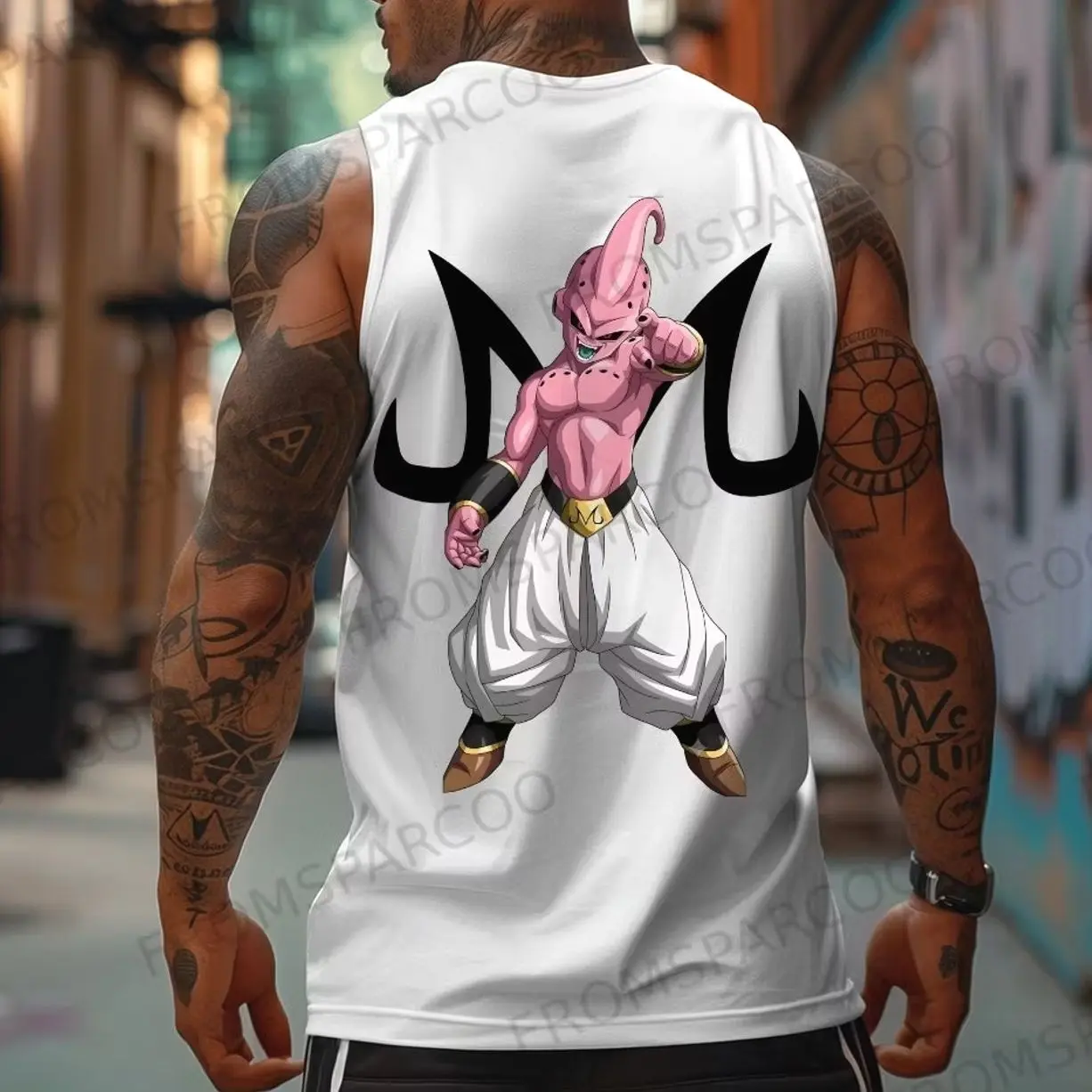 majin bu Anime Print Gym Tank Top