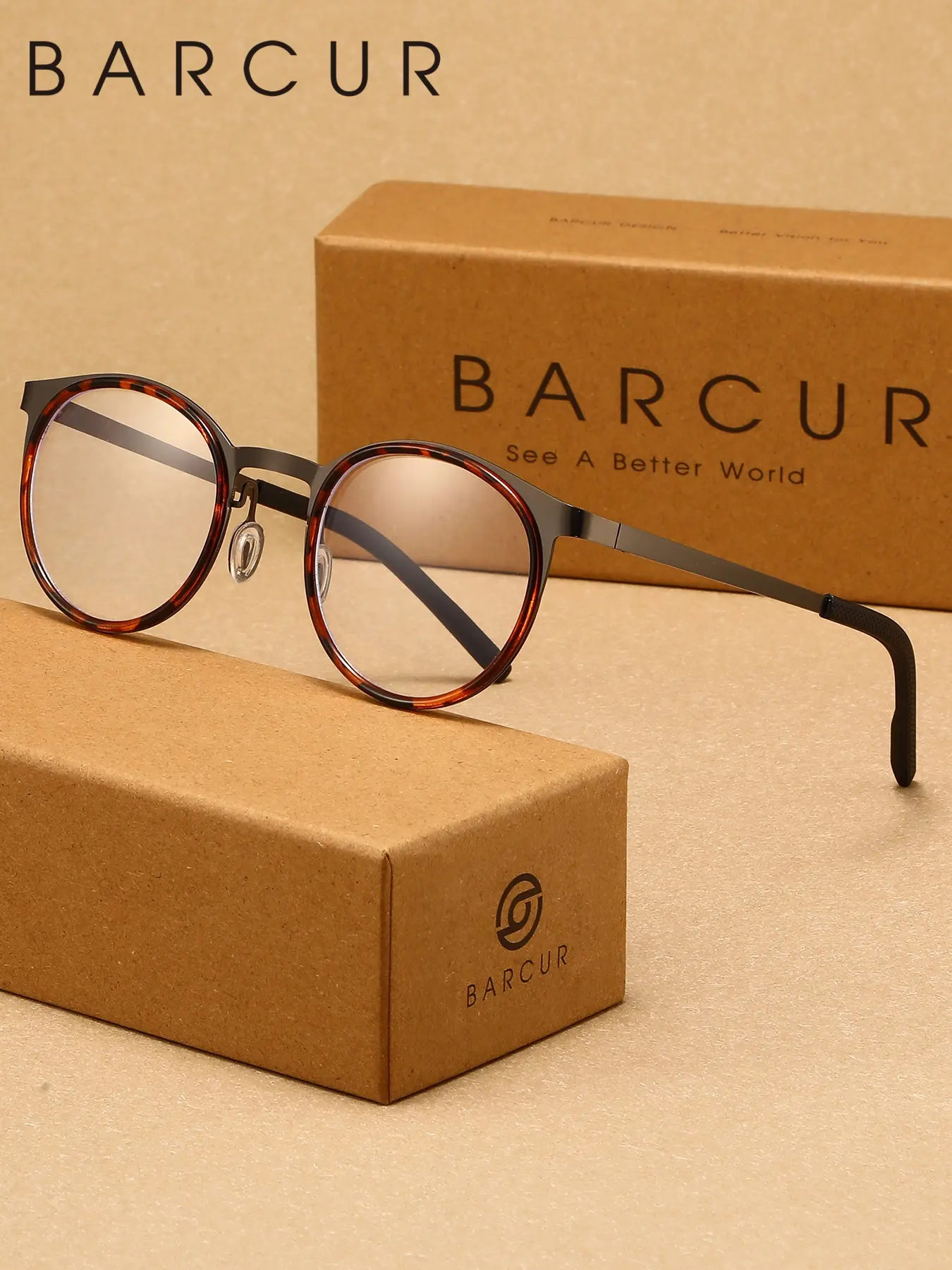 BARCUR Retro And Versatile Anti Blue Light Nerd Glasses With Oval Frames, Trendy Frames, Fashionable Items For Watching Computers And Televisions, Reducing Blue Light Brand Packaging, Metal Frame Eyeglasses, Casual Stylish Glasses