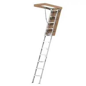 Aluminum Attic Ladder 350-pound Capacity 22 1/2" x 54" Opening 7-10ft Ceiling,Rust proof, durable and rust free, foldable storage saves space, steps on it steadily without shaking, and easy to pick up items from the attic
