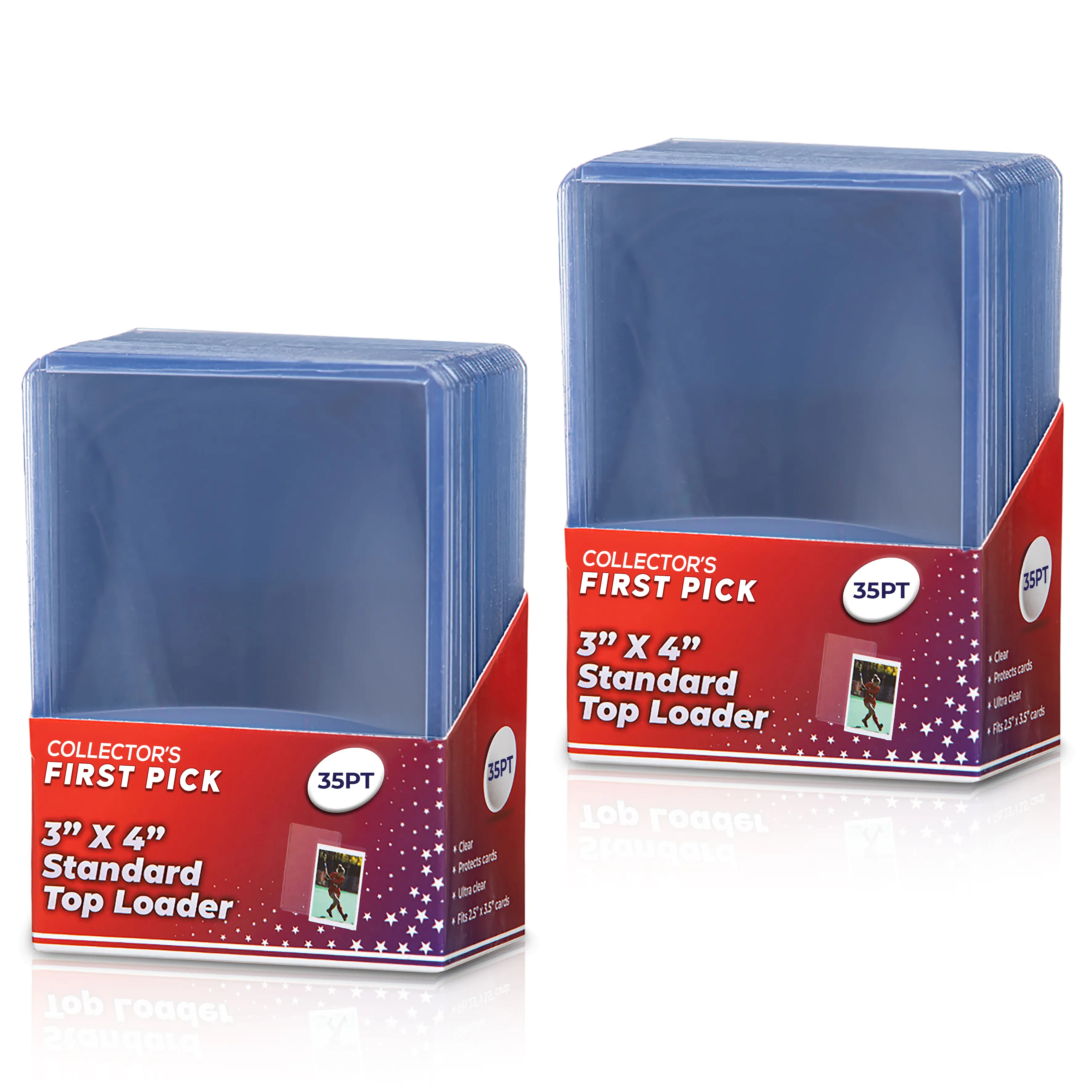 50 Collectors First Pick 35 PT Top Loader 3" x 4" Standard Rigid Card Protection Crystal Clear