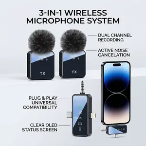 Compact Triple Use Wireless Microphone 20H Long Battery Clear Audio Recording Mic #MiniMicrophone #VlogEssential