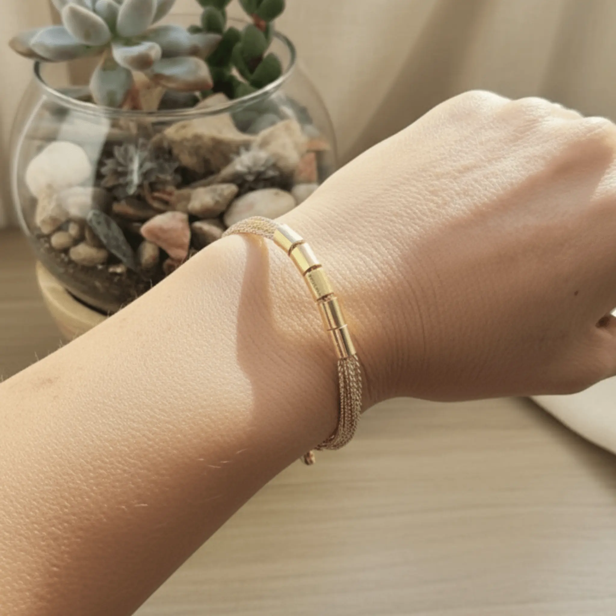 The Gilded Fiber Multi-Strand Bracelet