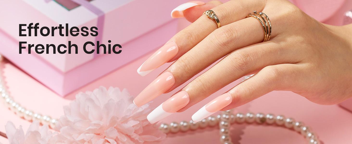 Beetles Nail Stamp, 4Pcs French Tip Tool Easy Manicure Nail Stamper Single Head Soft Silicone Long & Short French Tip Stamp Tool with 2Pcs Nail Scraper Decorations Valentine's Day Gift for Women