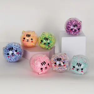 4pcs Large Squishy Bear Balls - Colorful Glittery Sensory Fidget Toys for Youngsters & Adults, Ideal Easter Basket Stuffers & Christmas Gifts, Playful Gift Items|Expressive Face Toy|Synthetic Rubber Toy Stress Relief Toys