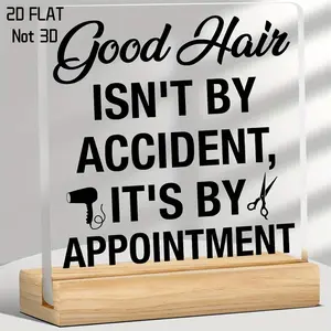Hairdresser Themed Acrylic Desktop Plaque, 2D Flat,Creative Desktop Decoration, Inspiring Quotes, Decorative Ornament for Home Salon & Barber Shop, Signs