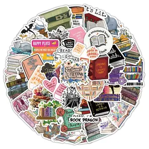 50 Sheets Reading Theme PVC Waterproof Stickers, Car Water Bottle Luggage Phone Laptop Decals, Durable and Easy to Apply