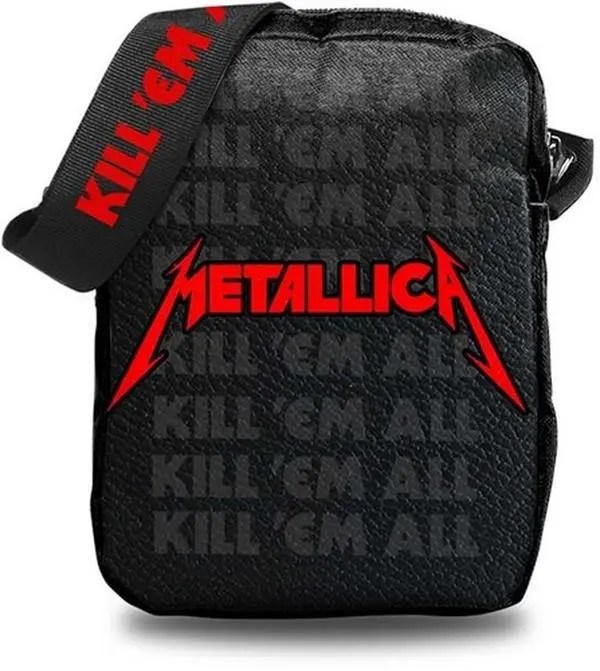 New Metallica Rocksax Kill 'Em All 1 Logo Cross Body Bag - Black Collectible Tote/Messenger Bag with Zip, Adjustable Strap, Multi-Compartment Stash Pockets [SPECIAL PRODUCTS], Cross Body Bags