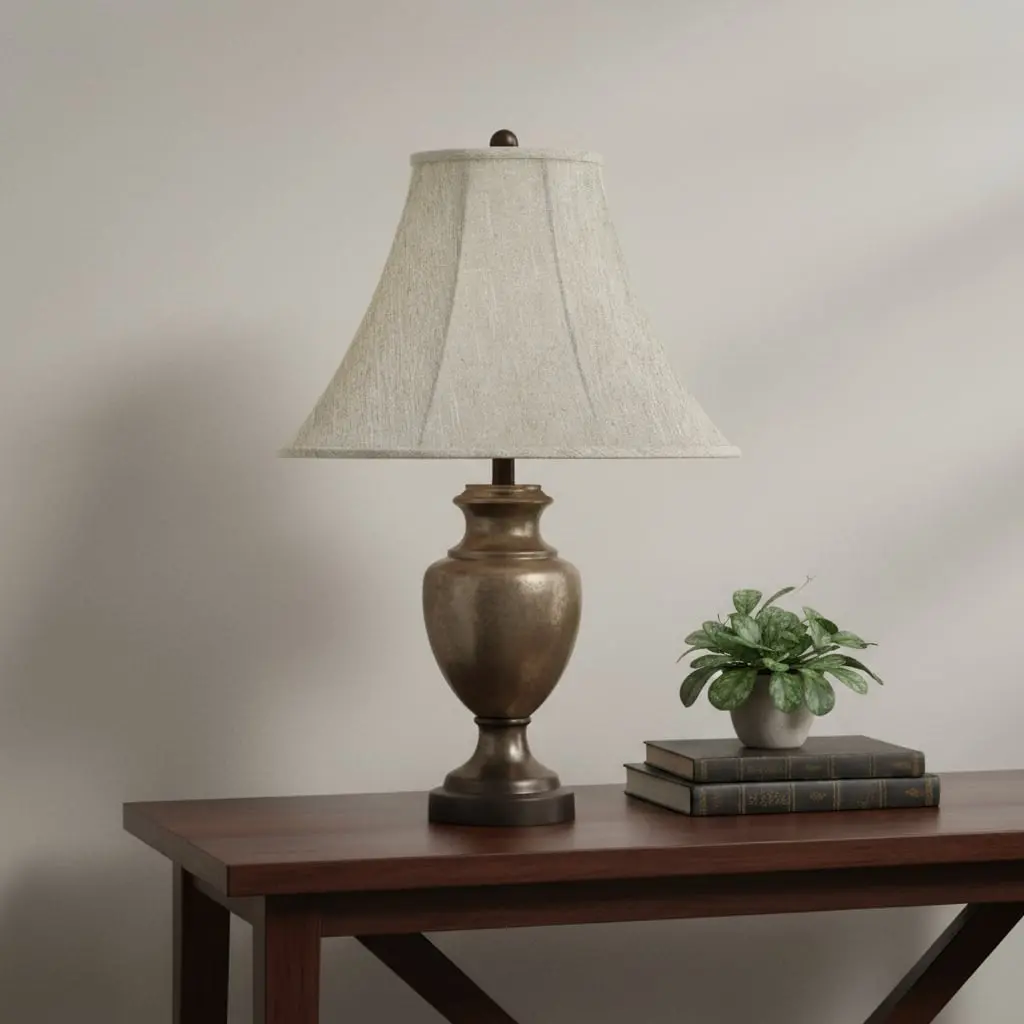 360 stand Linen Fabric Bell Lamp Shade - Light Gray, Transitional, Size 7x17, Indoor Use, Diffusion (Model 654712)