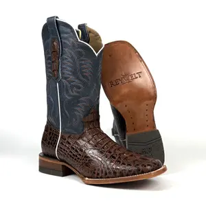 Reywelt 070 Fuscus Nuca Embossed Neck Print Square Toe Mens Western Boot Wear Made in Mexico Classic Cowboy Footwear Cowhide