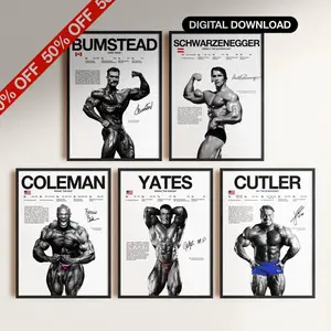 Bumstead Schwarzenegger Coleman Yates Cutler Poster, Bodybuilding Wall Print, Mr Olympia Poster, Gym Poster, Fitness Motivation Decor( Unframed-Print Only )