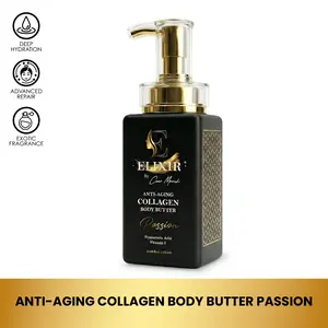 Elixir by Cocó March Passion Anti-Aging Collagen Body Butter Cream - 8.5 fl oz Hydrating Lotion with Shea & Coconut Butters for All Skin Types