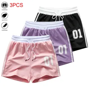 3PCS women’s solid-color casual shorts featuring stylish colors, a minimalist design, and a relaxed style, with pockets and a drawstring waist; can be worn as loungewear/sleepwear and is suitable for summer—an ideal gift for women.