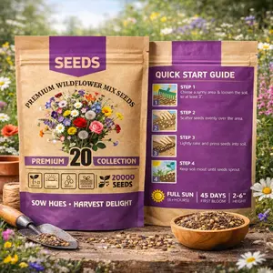 20,000+ Portulaca Seeds - Double Flowered Moss Rose, Vibrant Mixed Colors Non-GMO, Drought Tolerant Easy Grow Large Blooms for Containers Hanging Baskets Garden Pollinator Attract