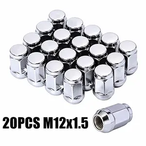 20PCS M12x1.5 Chrome Wheel Lug Nuts, 19mm Hex 35mm Height Anti-Crack Rustproof Lug Nut Set, Perfect OEM Replacement for Ford & Lincoln Car SUV Pickup Models